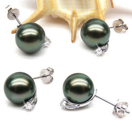 Orecchini a Lobo Laquedives - Perle di Tahiti Nere, Oro Bianco