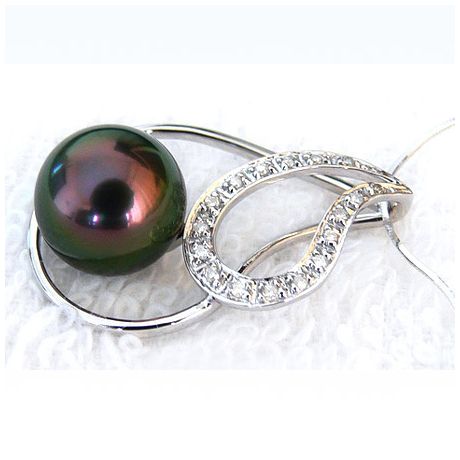 Ciondolo Goccia Chabaka - Oro Bianco & Perla di Tahiti Nera