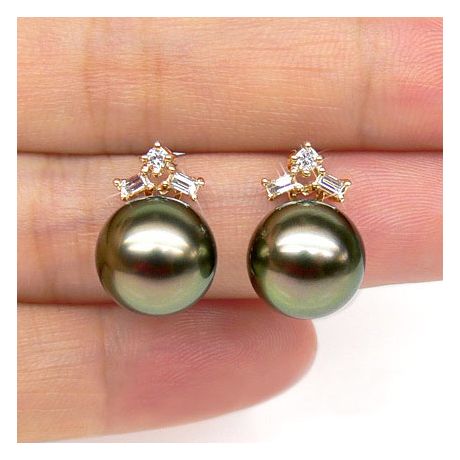 Orecchini Pendenti Wallis -  Oro Giallo, Diamanti & Perle di Tahiti