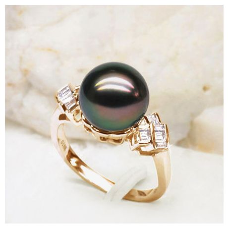 Anello Cedros - Oro Giallo, Diamanti e Perla di Tahiti