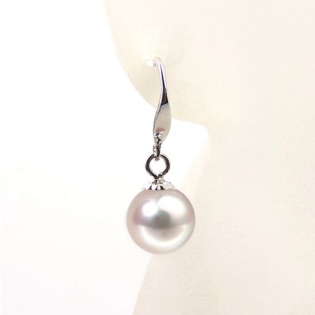 Orecchini Pendenti Reina - Perle Akoya Bianche 7/7.5mm GEMMA - Gancetti Oro Bianco