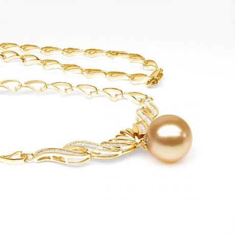 Collana Anne - Ciondolo Perla dei Mari del Sud Dorata Gold