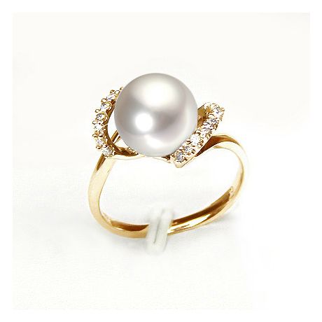 Anello Byzance - Oro Giallo 18kt, Diamanti e Perla d'Acqua Dolce