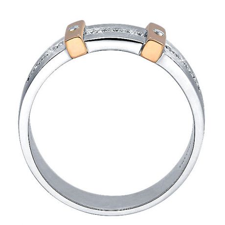 Anello Uomo - Oro bianco, giallo 7.80gr - Diamanti 0.150ct