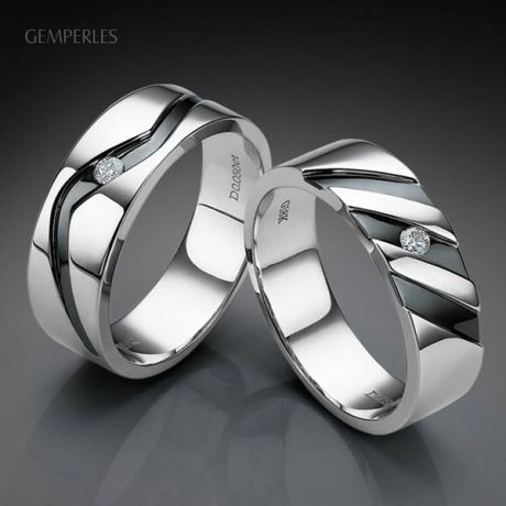 Anello uomo in oro bianco e diamante | Démétrius