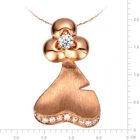 Ciondolo - Oro rosa 2.70gr - Diamanti 0.200ct