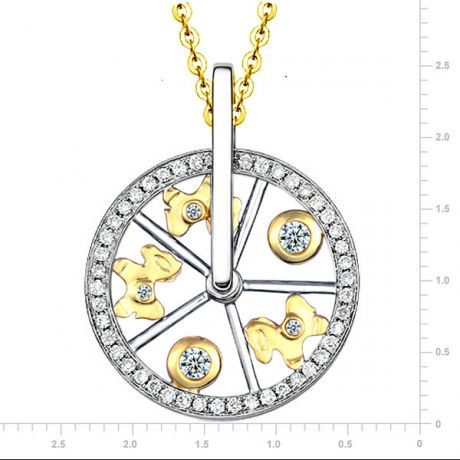 Ciondolo - Due ori 2.74gr - Diamanti 0.215ct