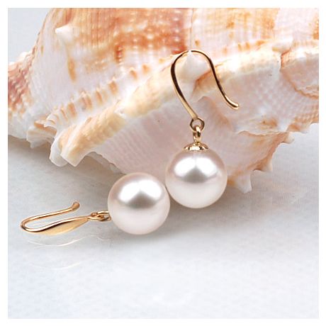 Orecchini Eris - Perle Acqua Dolce Bianche, Gancetti Oro Giallo