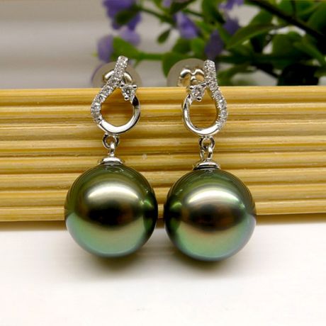 Orecchini Pendenti Maijor -  Oro Bianco, Diamanti & Perle di Tahiti