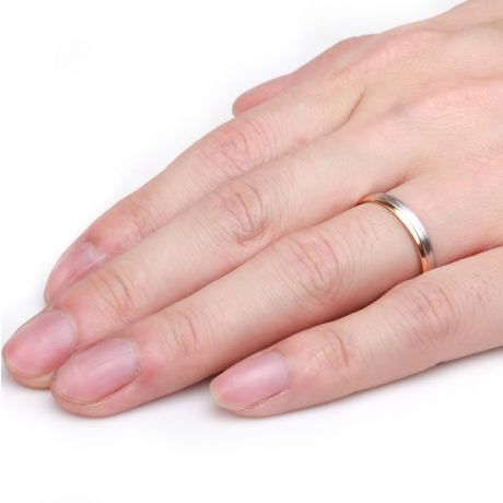 Fede Nuziale Gary per Uomo - Fascia Oro Bianco e Rosa 18kt