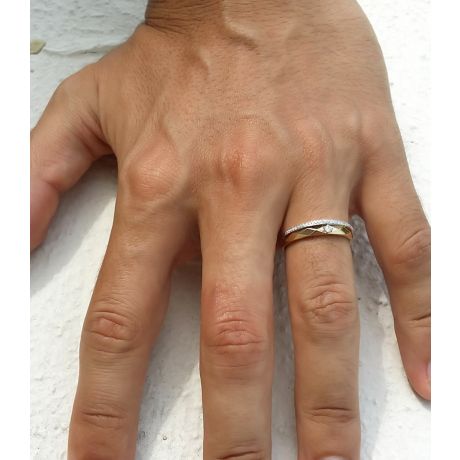 Fede Nuziale da Uomo André - Oro Bianco e Rosa