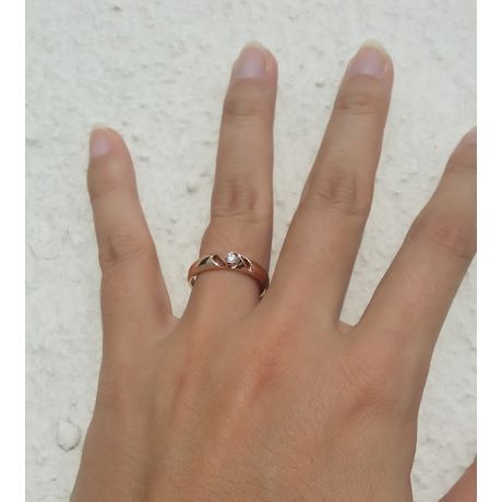 Fede Nuziale da Donna Glenda - Oro Rosa, Diamante