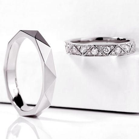 Fedi nuziali de Matrimonio Duo Triangulaire Platino