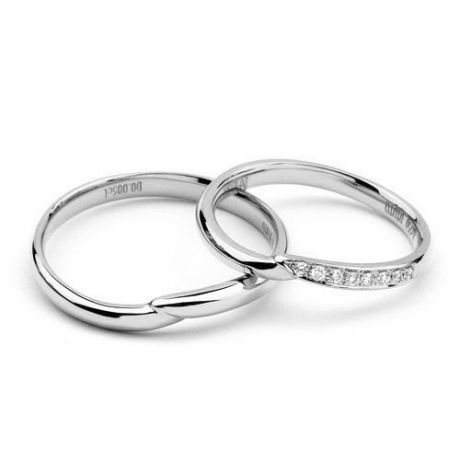 Coppia di Fedi Nuziali Viona & Dimitri - Oro Bianco & Diamanti
