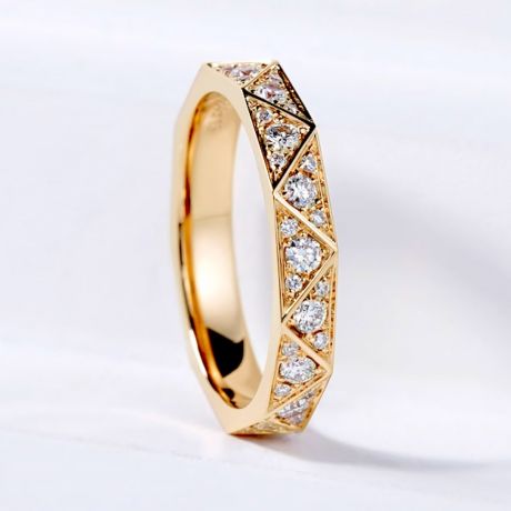 Fede nuziale Triangulaire in Oro Giallo 18 Carati & Diamante