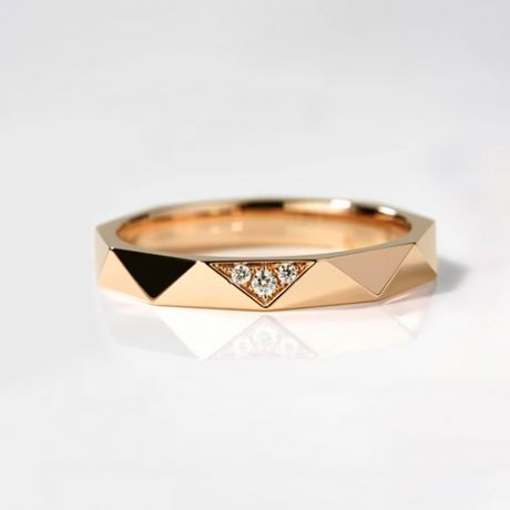 Fede nuziale Triangulaire Uomo Oro Giallo 18cts e Diamanti