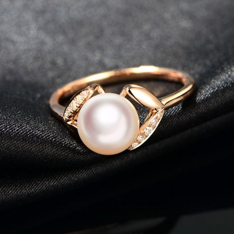 Anello Hanabira - Oro Rosa, Diamanti e Perla Akoya