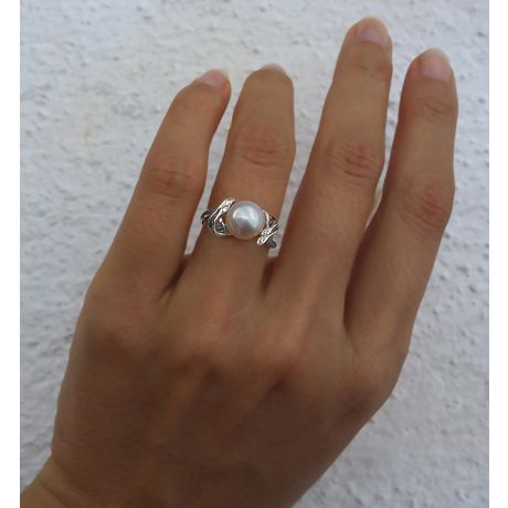 Anello Calisto - Oro Bianco 18kt e Perla d'Acqua Dolce