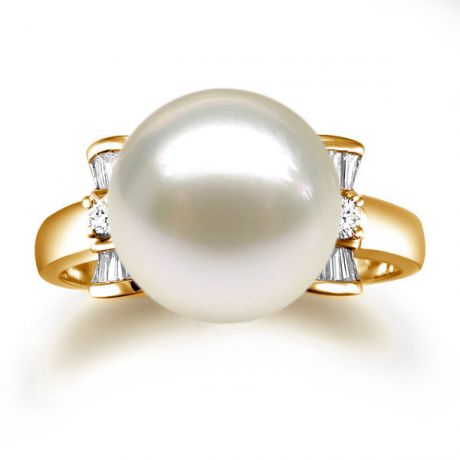 Anello Nodo Farfalla - Oro Giallo, Perla d'Acqua Dolce Bianca