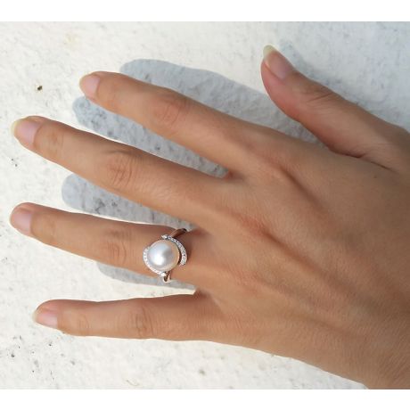 Anello Voluptueuse - Oro Bianco, Perla d'Acqua Dolce