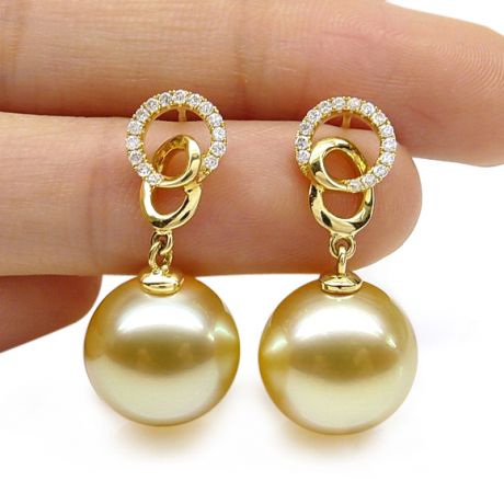 Orecchini Entournées - Perle Filippine Dorate e Oro Giallo