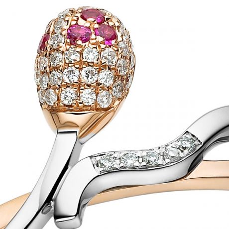 Anello Donna - Due ori 2.70gr - Diamanti, Rubini 0.07ct