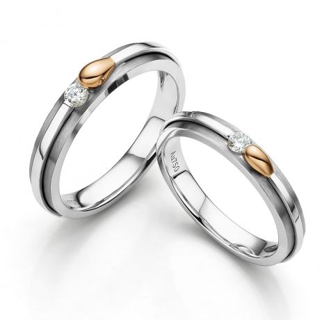 Anello -  2 Ori - Diamante 0.120ct