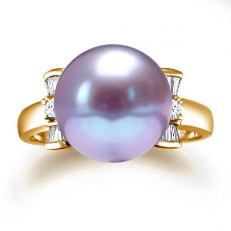 Anello Nodo Farfalla - Oro Giallo, Perla d'Acqua Dolce Lavanda