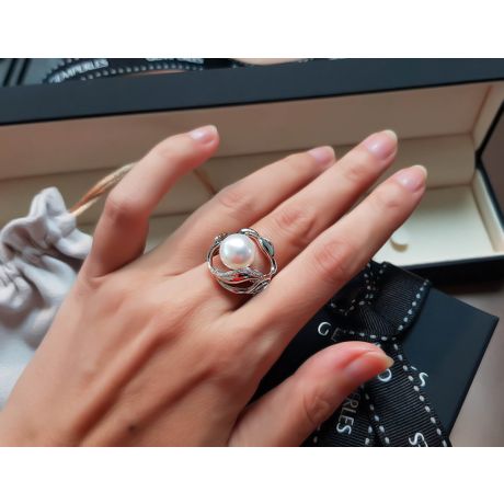 Anello Lotus - Perla dei Mari del Sud Bianca e Oro Bianco