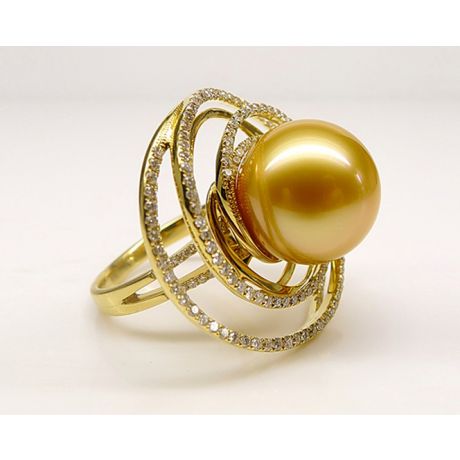 Anello Andrew - Perla dei Mari del Sud Dorata e Oro Giallo