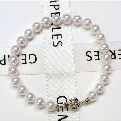 Braccialetto Kyoto - Perle Bianche Akoya Giapponesi 6/6.5mm 