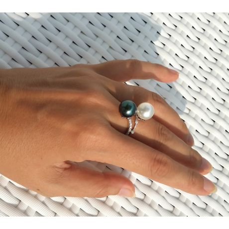 Anello Hadale - Oro Bianco, Perle Mari del Sud & Tahiti