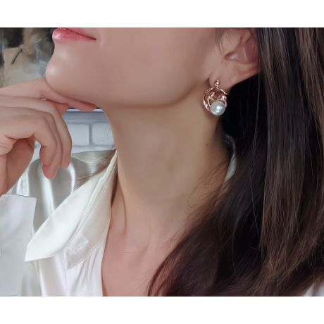 Orecchini Pêcher - Perle d'Australia Bianche e Oro Rosa