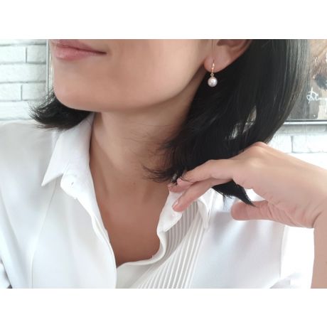 Orecchini Pendenti Lia - Perle Akoya Bianche 7.5/8mm AAA - Gancetti Oro Giallo