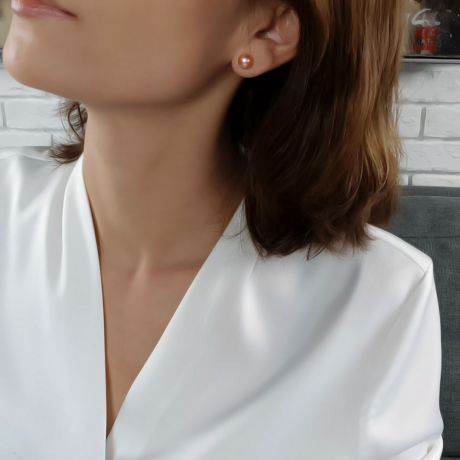 Orecchini A Lobo Mistra- Perle Acqua Dolce Rosa, Oro Giallo