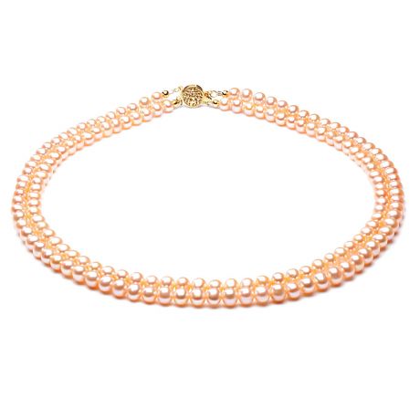 Collana A Due Fili Splendid - Perle d'Acqua Dolce Rosa - 5/5.5mm, AAA