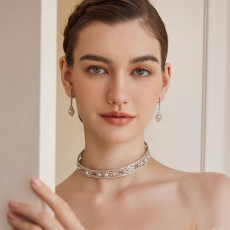 Collana Géométria Préciosa, Diamante d'oro bianco e perla Akoya dal Giappone