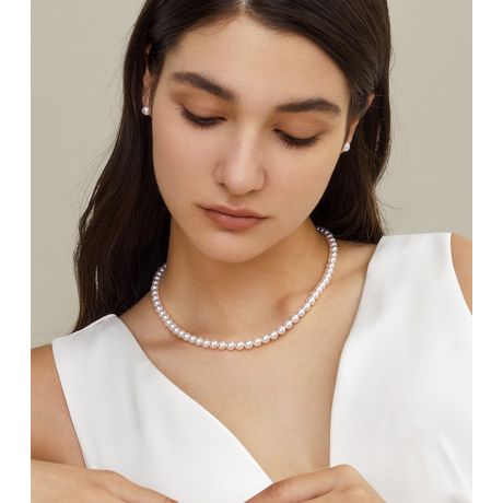 Collana Kyoto - Perle Bianche Akoya Giapponesi 6/6.5mm 