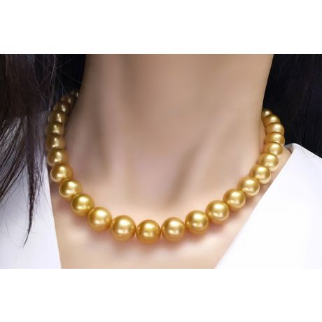 Collana Clothilde - Perle Coltivate Dorate Gold dei Mari del Sud