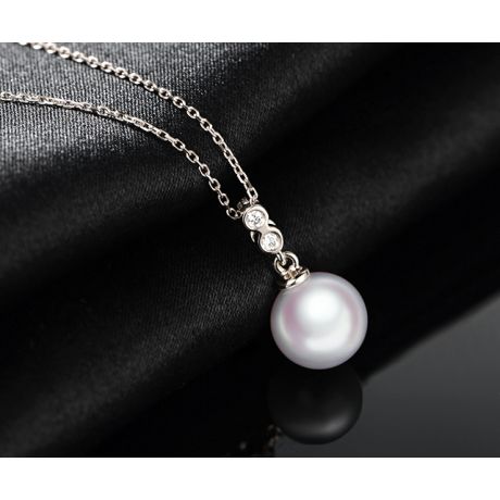 Ciondolo Dozen - Oro Bianco, Diamanti e Perla Akoya
