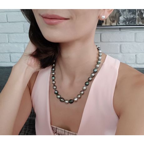 Collana in Perle di Tahiti Miste - Forma Goccia 9/11mm