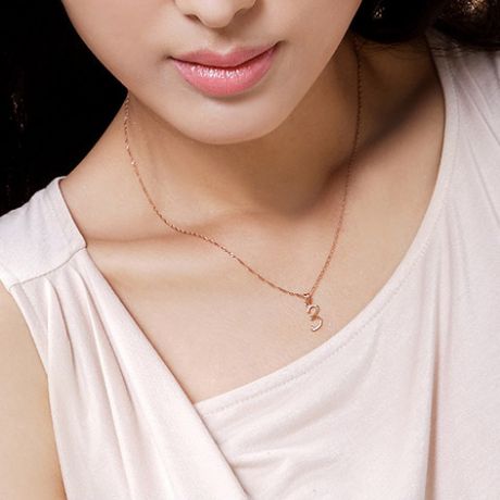 Ciondolo chiffre 3 - Oro rosa 18cts - Diamanti 0.065ct