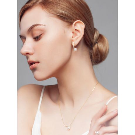 Orecchini Pendenti Réflexion - Oro Giallo, Diamanti & Perle Akoya