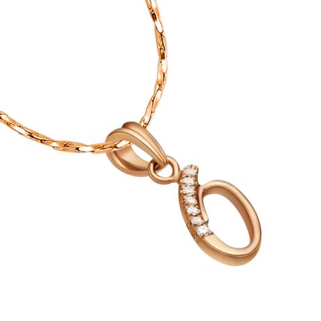 Ciondolo 0 - Chiffre zéro - Oro rosa 18cts e diamanti 0.035ct