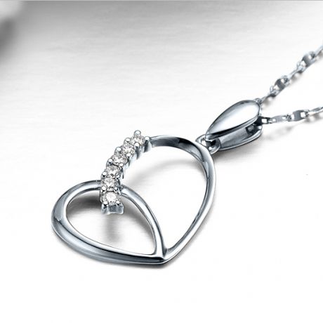 Ciondolo coeur de  farfalla - Oro bianco, diamanti