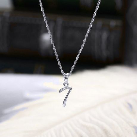 Ciondolo chiffre 7 - Oro bianco 18kt - Diamanti 0.01ct