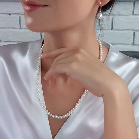 Collana Bobino  - Perle d'Acqua Dolce Bianche - 5/5.5mm, AA+