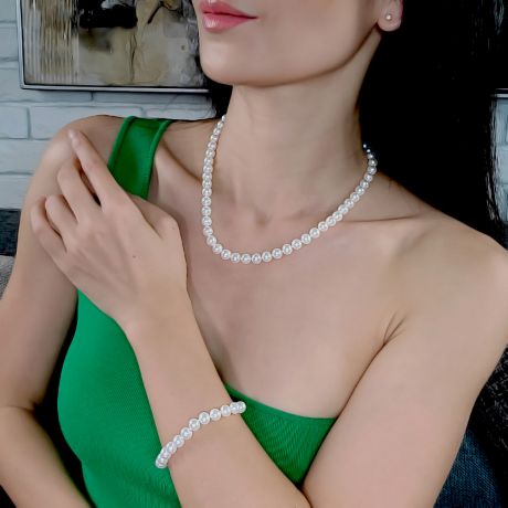 Parure Perle Bianche Colpo di Fulmine - Collana e Braccialetto