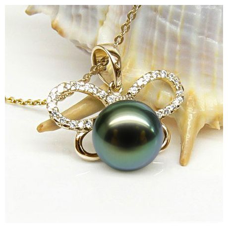 Ciondolo Cyclades - Oro Giallo, Diamanti e Perla di Tahiti
