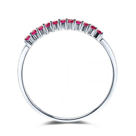 Anello Sincerità - Oro Bianco, Riviera a Mezzo Giro di Rubini e Diamanti